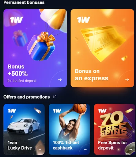 bonuses and promotions 1win app